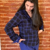 Pijama Calça + Manga Longa - Flanelado - Azul