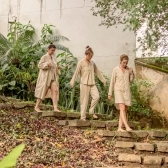 Pijama Short + Manga Curta - Linho Bege