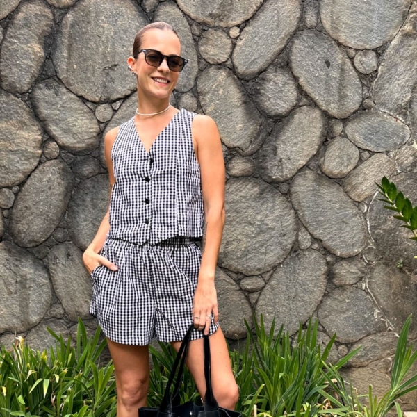 Pijama Paty - Xadrez de preto e branco