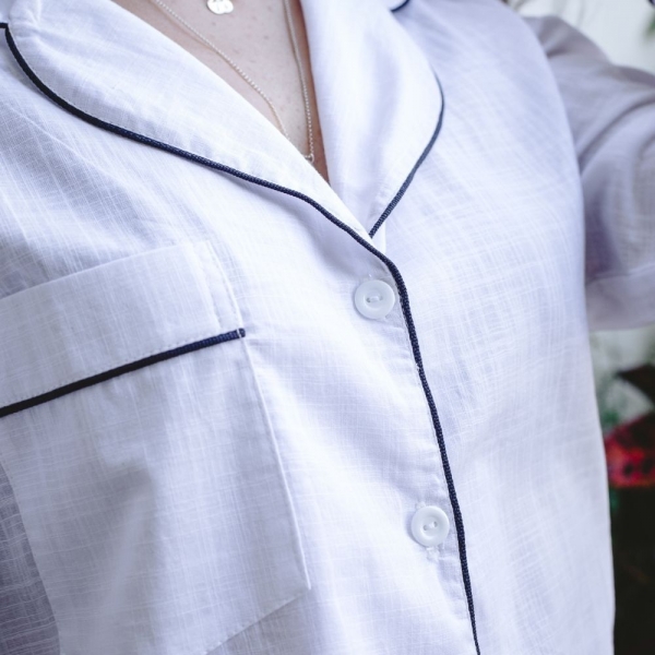 Pijama Calça + Manga Longa - Linho Branco