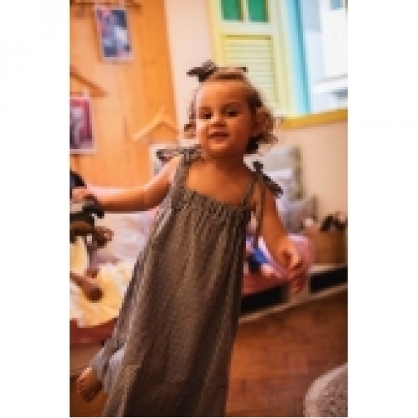 Vestido Infantil - Xadrez de Preto e Branco