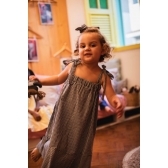 Vestido Infantil - Xadrez de Preto e Branco