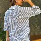 Pijama Flora Vivi - Listrado de Azul e Branco