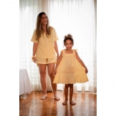 Vestido Infantil - Xadrez de Amarelo e Branco