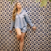 Pijama Flora Algodão Orgânico - Shorts + Manga Longa
