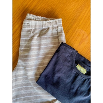 Calça Masculina - Bege Listrada